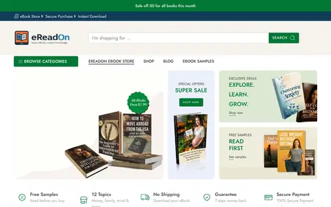 Página inicial do site eReadOn (abre em outra aba)