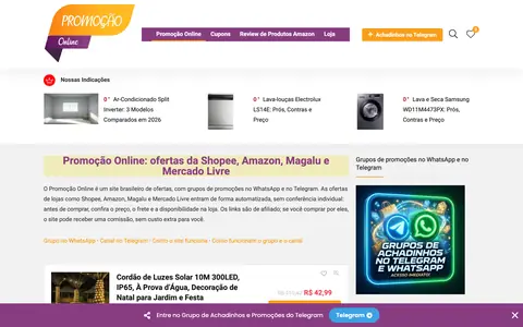 Página inicial do site Promoção Online (abre em outra aba)