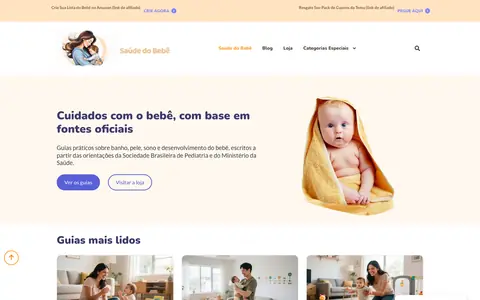 Página inicial do site Saúde do Bebê (abre em outra aba)